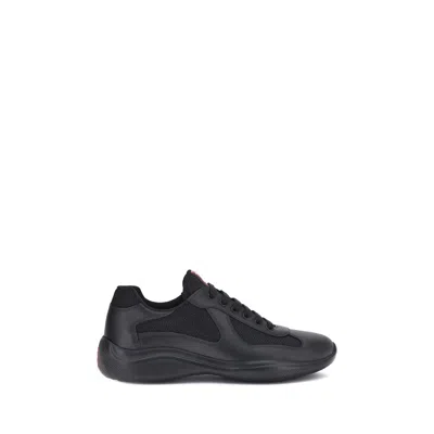Prada Black Calf Leather Bos Taurus Athletic Sneakers