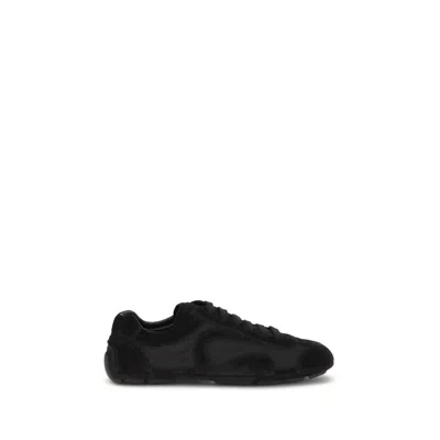 Prada Black Suede And Re Nylon Montecarlo Re Edition 2005 Sneakers In Multi