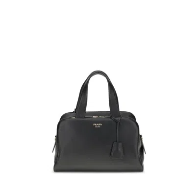 PRADA BLACK CALF LEATHER BOS TAURUS HANDBAG