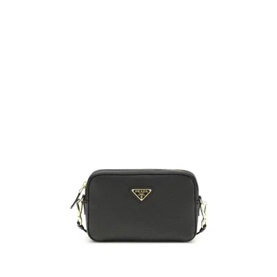 Prada Black Calf Leather Bos Taurus Shoulder Bag