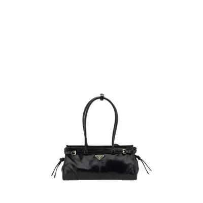 Prada Black Calf Leather Bos Taurus Shoulder Bag