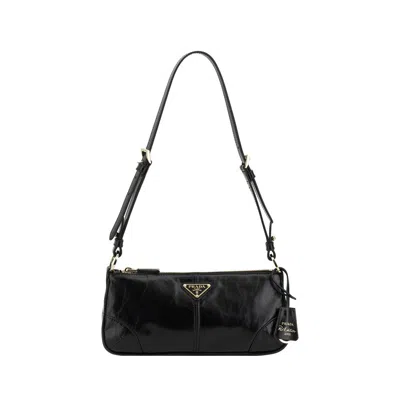Prada Black Calf Leather Bos Taurus Shoulder Bag