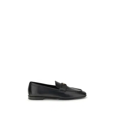 Prada Black Calf Leather Bos Taurus Slip-on Loafers