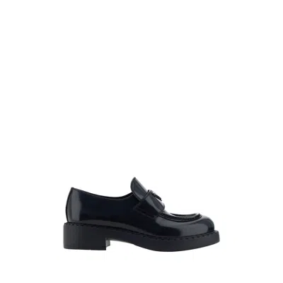 Prada Black Calf Leather Bos Taurus Slip-on Loafers