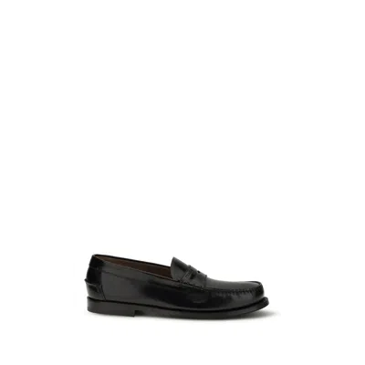 Prada Black Calf Leather Bos Taurus Slip-on Loafers