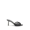 Prada Black Calf Leather Bos Taurus Stiletto Heel Sandals In Black