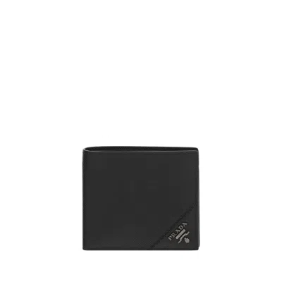 Prada Black Calf Leather Bos Taurus Wallet