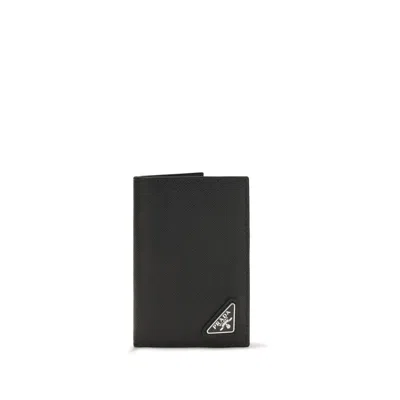 Prada Black Calf Leather Bos Taurus Wallet