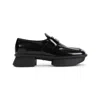 Prada Brushed Leather Squared-toe Loafers In Black