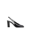 Prada Block Heel Patent Finish Pointed Toe Ballerina Shoes In Black