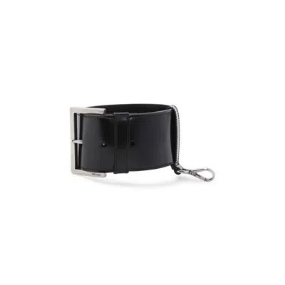 Prada Black Calf Leather Wrist Strap