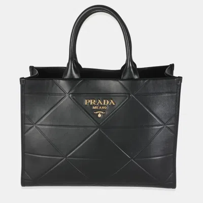 Pre-owned Prada Black Calfskin Medium Symbole Tote Bag