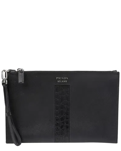 Prada Black Calfskin Strap Pouch