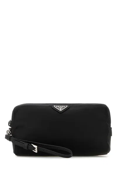 Prada Recycled Nylon Beauty Case Travel Wallet In Black