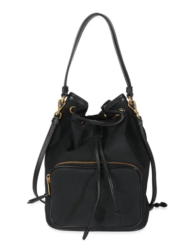 Prada Black Canvas Jacquard Logo Bucket Bag (authentic Pre-loved)