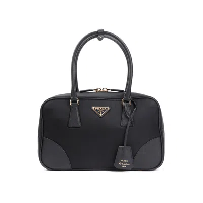Prada Black Canvas Medium Re-edition 1978 Handbag