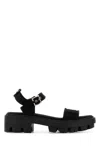 Prada Canvas Platform Sandals In Black