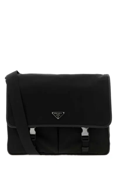 Prada Black Canvas Shopping Bag In Neutral