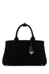 Prada Black Canvas Shopping Bag In Nero