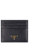 Prada Triangle Logo Calf Leather Cardholder In Pattern