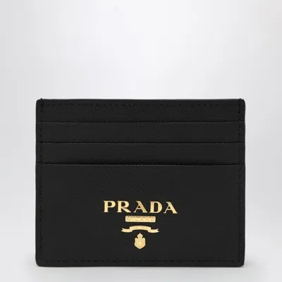 Prada Black Card Holder In Saffiano Women