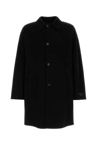 PRADA BLACK CASHMERE AND WOOL COAT