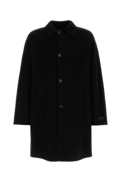 PRADA BLACK CASHMERE AND WOOL COAT