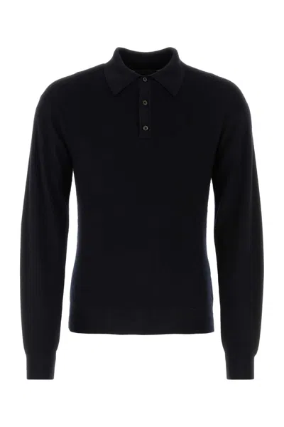 Prada Black Cashmere Blend Polo Shirt