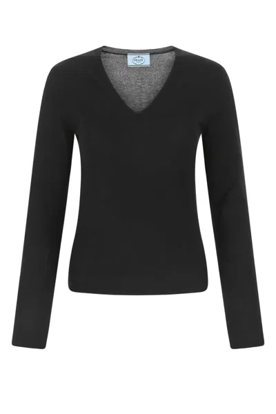 Prada Black Cashmere Blend Sweater In F0002