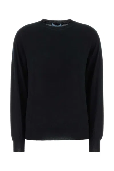 Prada Cashmere Crew Neck Sweater Long Sleeves In Black