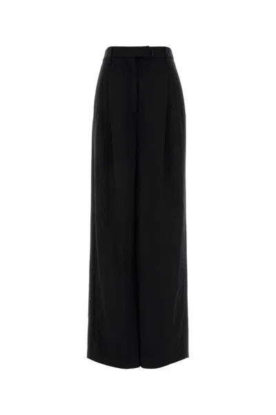 Prada Cashmere Wide Leg Trousers Belt Loops In Black