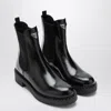 Prada Black Chelsea Ankle Boots In Polished Leather Women In Black
