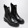 Prada Black Chelsea Ankle Boots In Polished Leather Women In Black