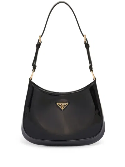 PRADA BLACK CLEO PATENT-LEATHER SHOULDER BAG
