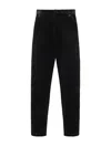Prada Mens Black Pinwale Triangle-plaque Corduroy Cotton Trousers In Black
