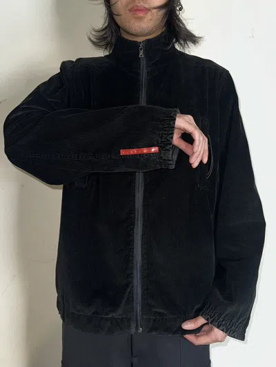 Pre-owned Prada Black Corduroy Reversible Tech Zip Jacket