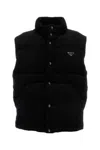 Prada Corduroy Down Vest In Black