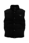 Prada Corduroy Down Vest In Nero