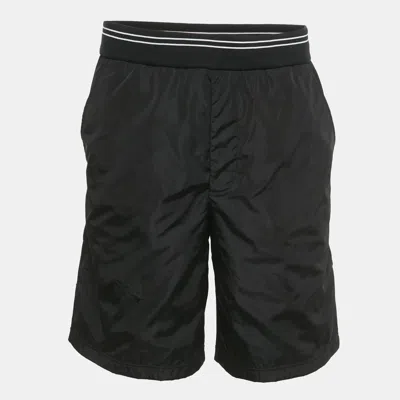 Pre-owned Prada Black Cotton And Re-nylon Triangle Logo Shorts M