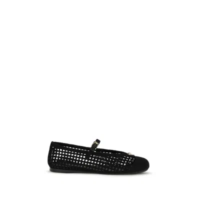 Prada Black Cotton Ballet Flats