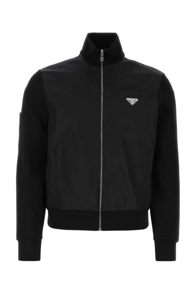 Prada Sweatshirt With Re-nylon Details In Black