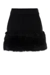 Prada High-waisted Mini Skirt With Faux Fur Trim