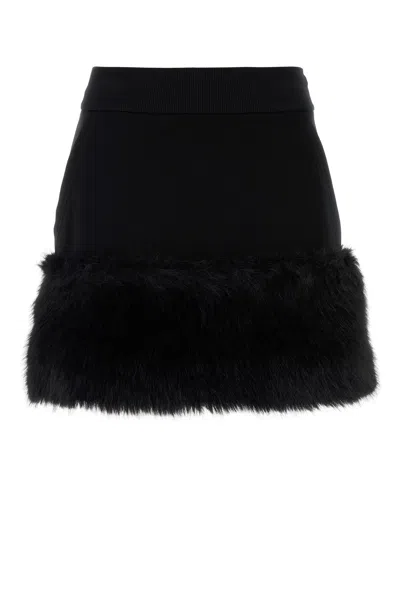 PRADA BLACK COTTON BLEND MINI SKIRT