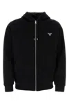 Prada Triangle-logo Velvet Blouson Jacket In Nero