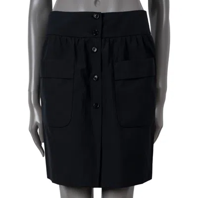 Pre-owned Prada Black Cotton Blend Patch Pocket Button Front Skirt 38 Xs