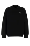 Prada Triangle-logo Cotton Sweatshirt In Black