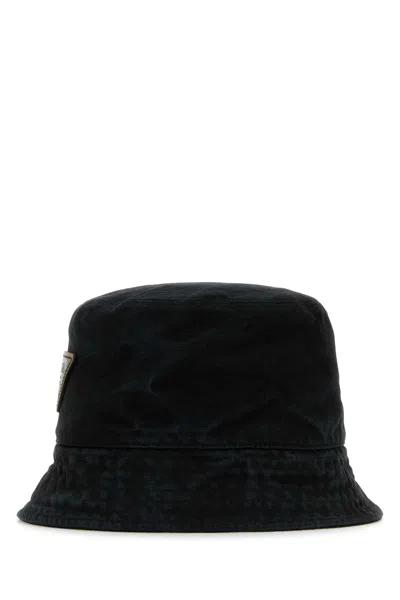 Prada Black Cotton Bucket Hat