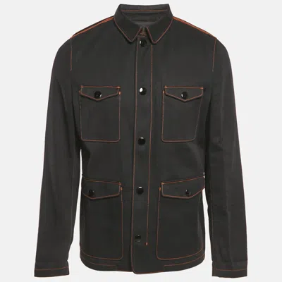 Pre-owned Prada Black Cotton Drill Button Front Long Sleeve Jacket M