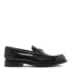 Prada Brushed Leather Loafers In Black