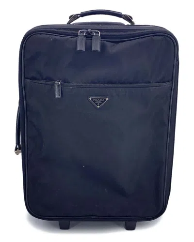 Prada Black Cotton Luggage (authentic Pre-loved) In Blue